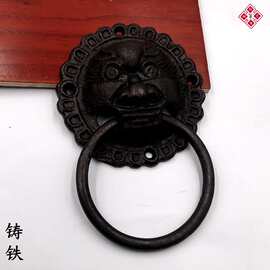 大门拉手狮子头门扣圆环把手明装兽头门环中式仿古铁虎头复古辅首