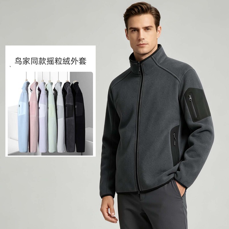 Zuniao-style autumn and winter fleece jacket, lamb fleece lined cardigan sweatshirt, outdoor double-sided fleece jacket