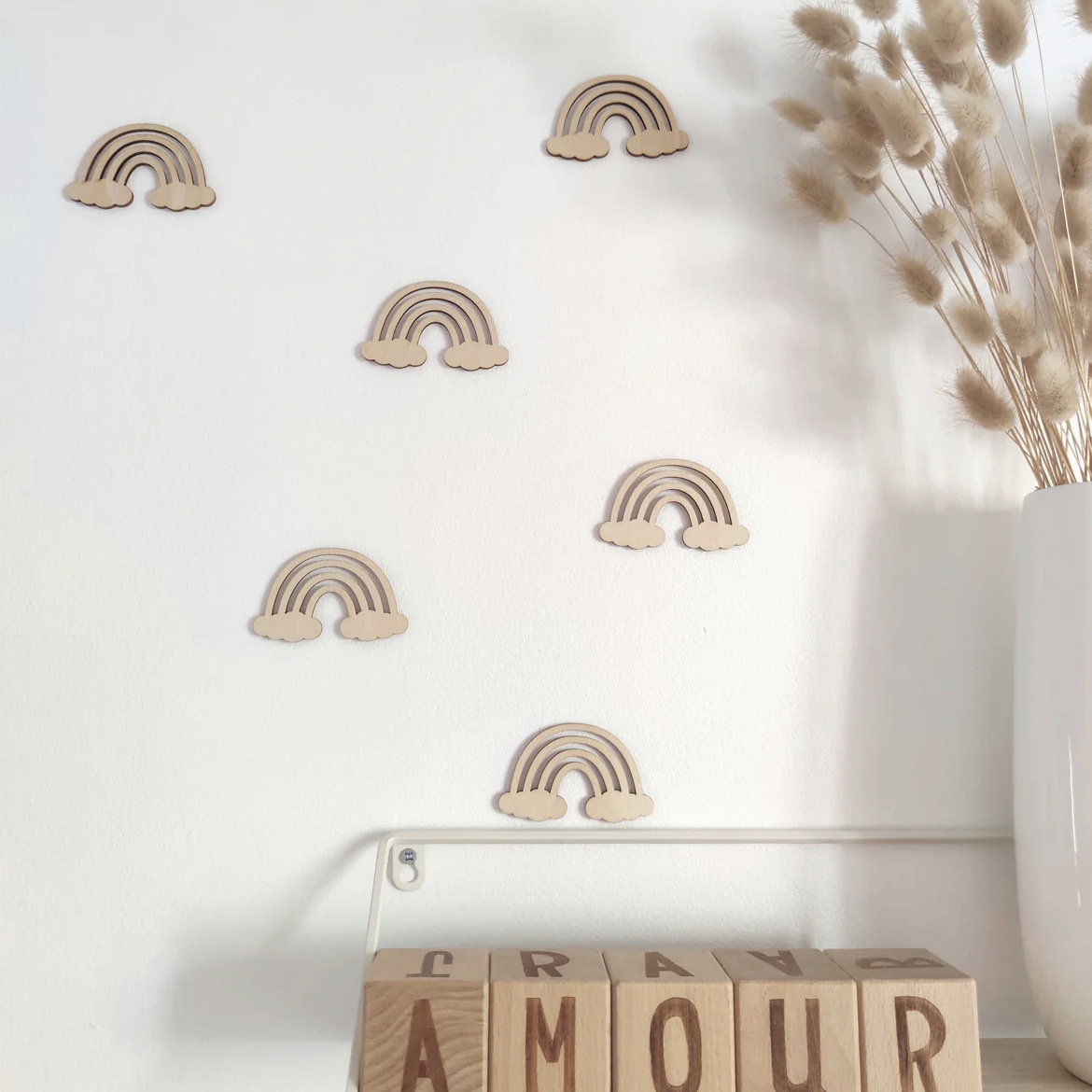 ins北欧风家居木质墙贴装饰儿童房墙壁装饰品跨境创意木质壁饰