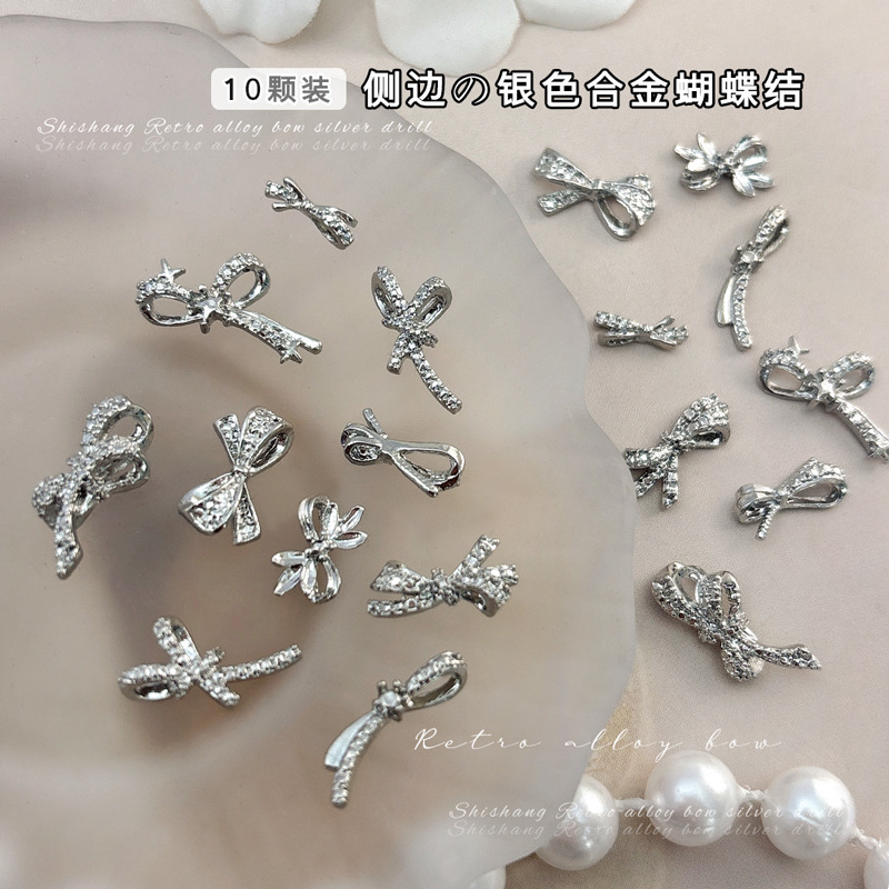 New Nail Art Metal Alloy Ribbon Bow Jewelry Light Luxury Bow Tie Hollow Ribbon Bow Nail Decoration