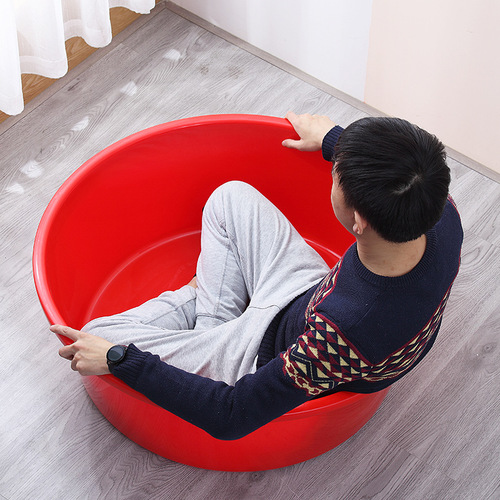 Thickened large plastic big red basin for washing vegetables and pickling large multi-purpose round laundry basin round basin bathing basin