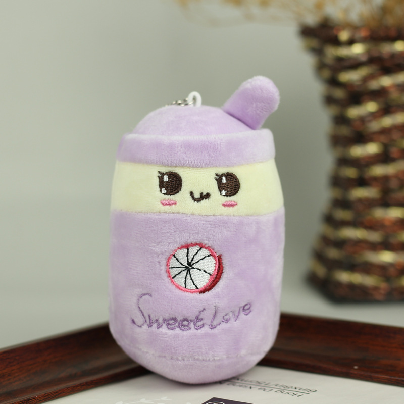 Linda simulación fruta leche taza de té colgante de peluche muñeca de juguete bolsa colgante decoración muñeca llavero grab máquina muñeca