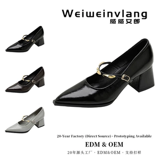 Custom women's shoes 定制高跟鞋单鞋女黑色百搭玛丽珍鞋8188-3