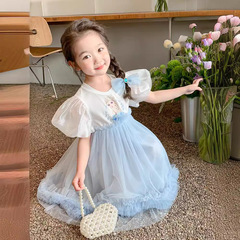 女童公主裙2024新款夏款洋氣兒童連衣裙女孩愛莎夏裝童裝夏季裙子