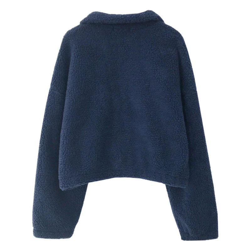 Короткий свитер с воротником-стойкой, женский осенне-зимний толстый Свободный кардиган на флисовой подкладке, пальто на молнии в ленивом стиле