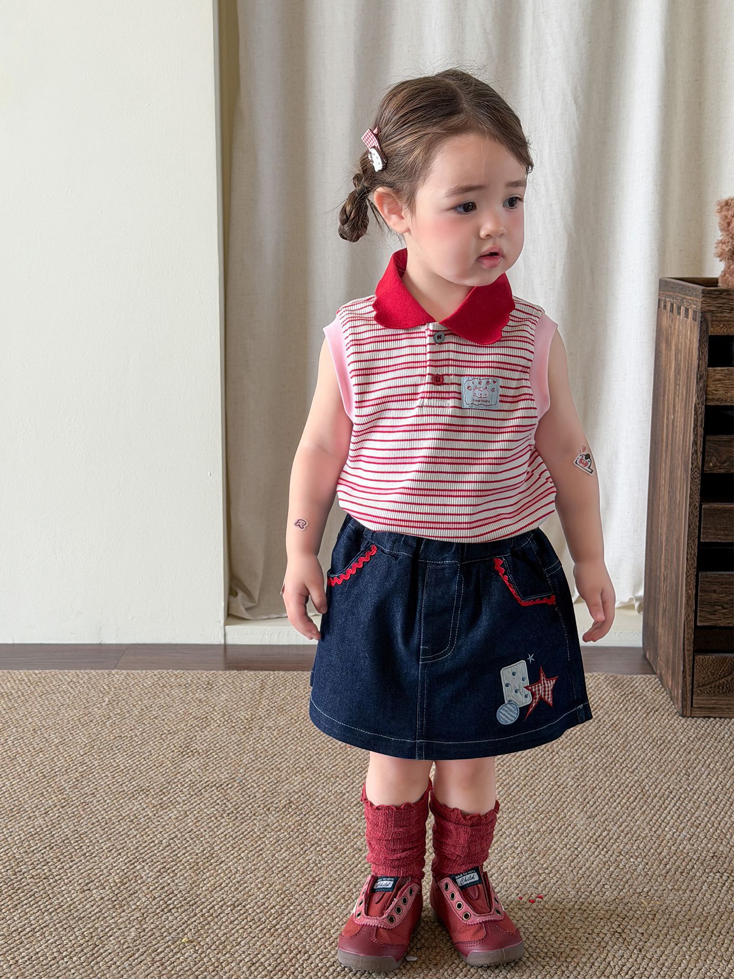 Sugar Pear ropa infantil falda de verano 2026 ropa de base vaquero para niños falda corta falda de bebé