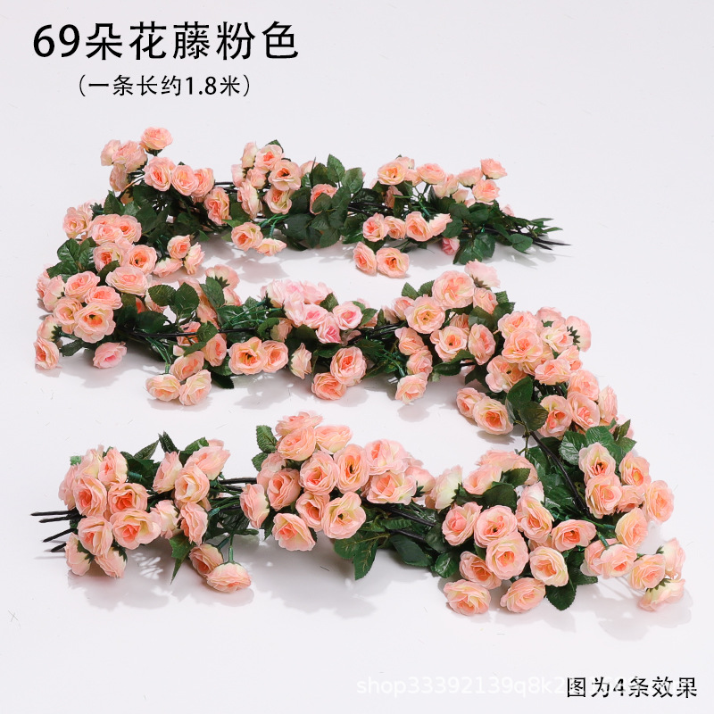 Boda flor artificial Rosa ratán flor artificial cama cabeza flor pared colgante hogar Decoración de la boda vid al por mayor