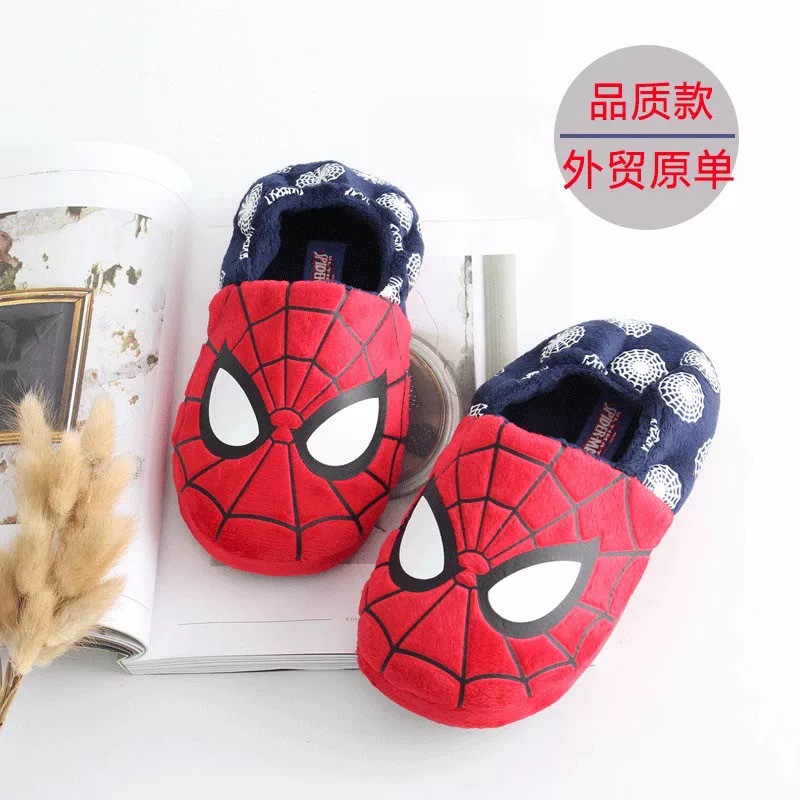 儿童亲子棉拖鞋蜘蛛侠全包宝宝可爱居家保暖防滑小男孩冬天成人拖