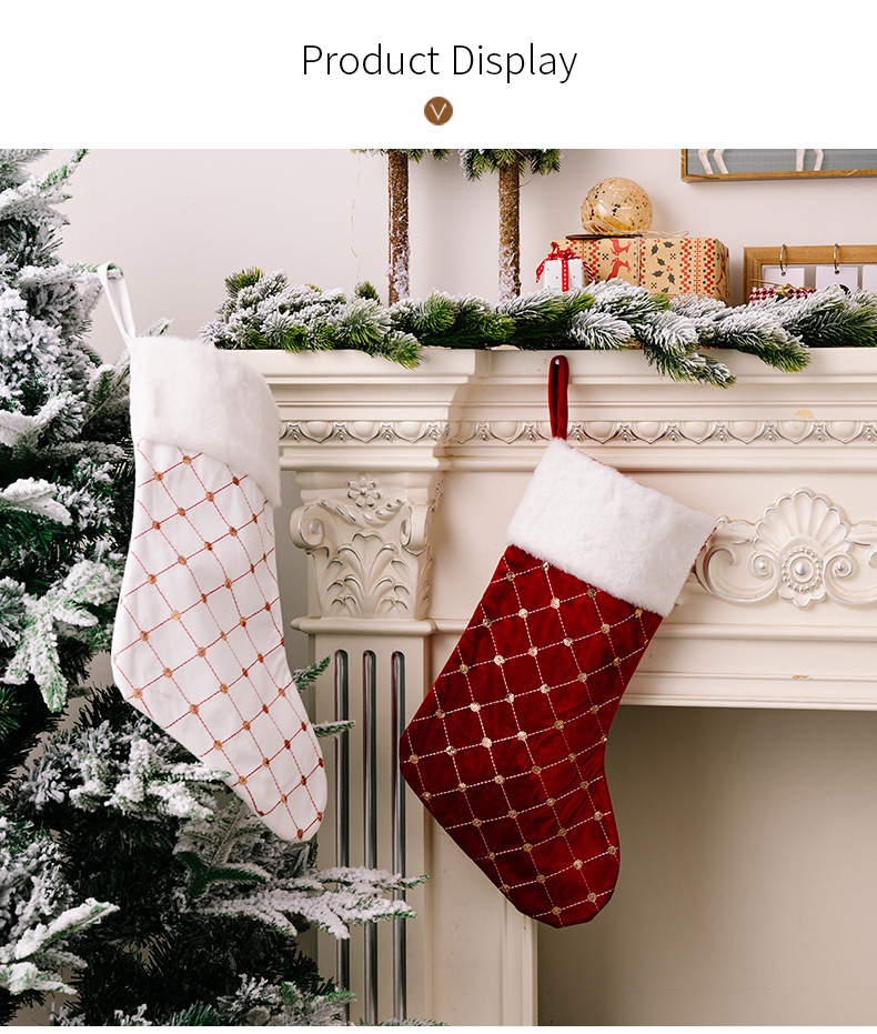 Christmas Decoration High-end Christmas Stocking Red Christmas Stocking Gift Bag Tree Hanging Gift Socks_voghion.com