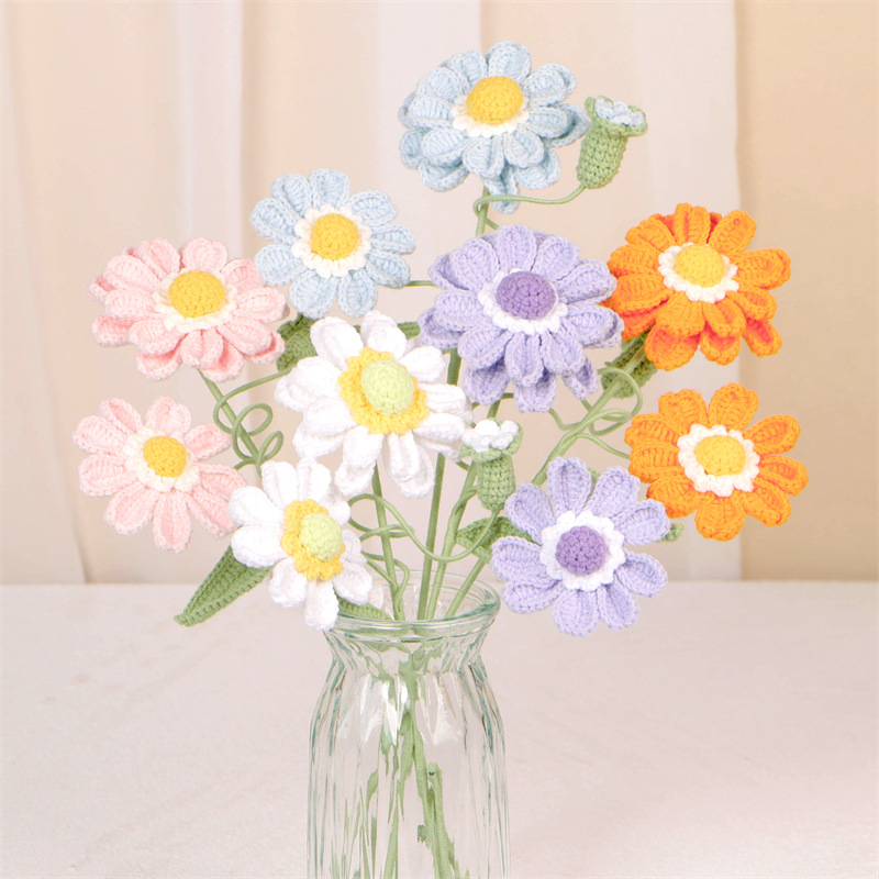 New hand-knitted large bouquet of wool micro-hook artificial flower desktop decoration artificial flower finished product hand-knitted flower pic 2