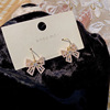 Silver needle, sophisticated small earrings from pearl, silver 925 sample, Chanel style