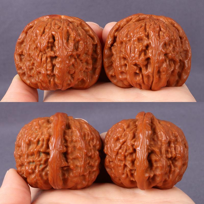 正宗文玩核桃闷尖白狮子头把玩手玩苹果园四座楼麻核桃粗筋包浆老