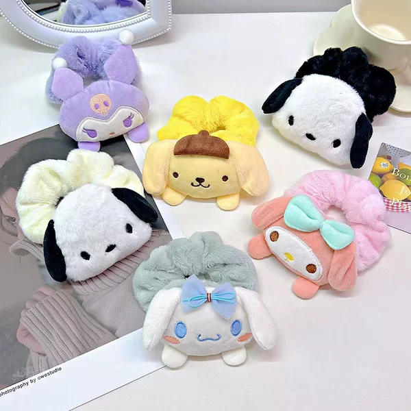 New Fabric Cartoon Sanrio Cinnamon Dog Intestine Ring Cute Plush Cotton-Filled Doll Hair Ring Accessories Wholesale