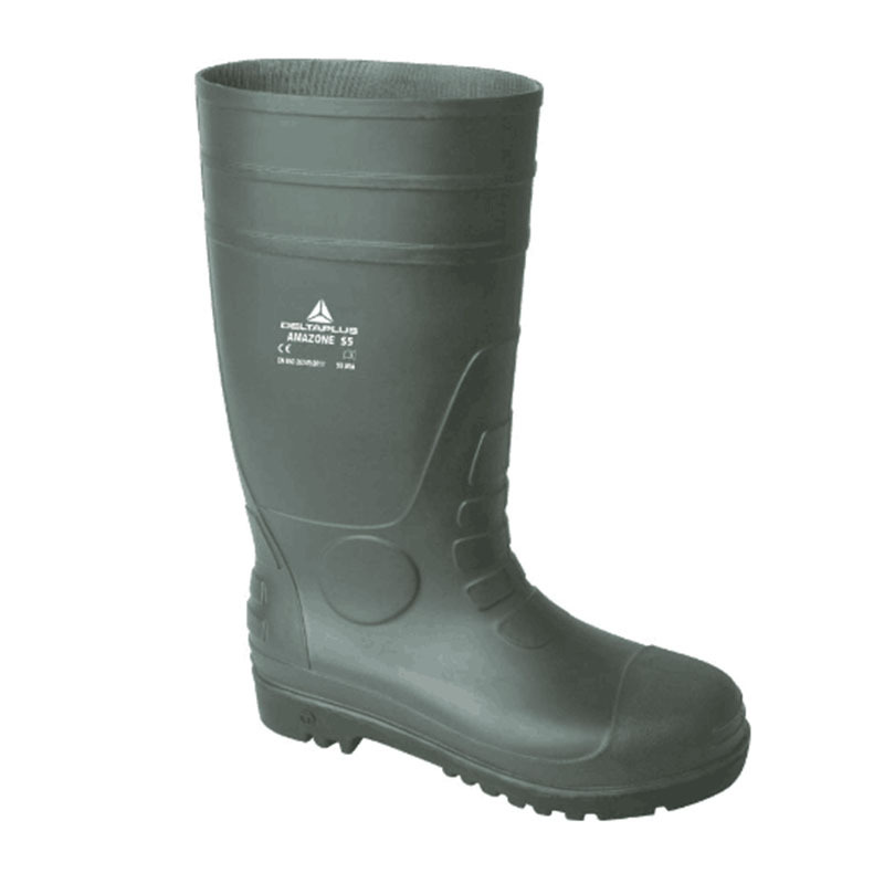 代尔塔301407高帮耐酸碱PVC防水防滑雨靴 防砸防穿刺劳保鞋防护靴