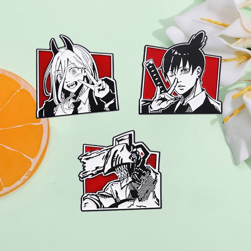 Chainsaw Man Peripheral Brooch Chainsawman Comic Zaokawa Akukawa Pawa Electric Character Badge Jewelry Trend
