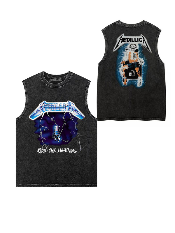 Metallica Band Metallica Washed Vintage American Retro Batik Digital Direct Spray Vest Sleeveless T-Shirt Metallica Band Metallica Washed Vintage American Retro Batik Digital Direct Spray Vest Sleeveless T-Shirt
