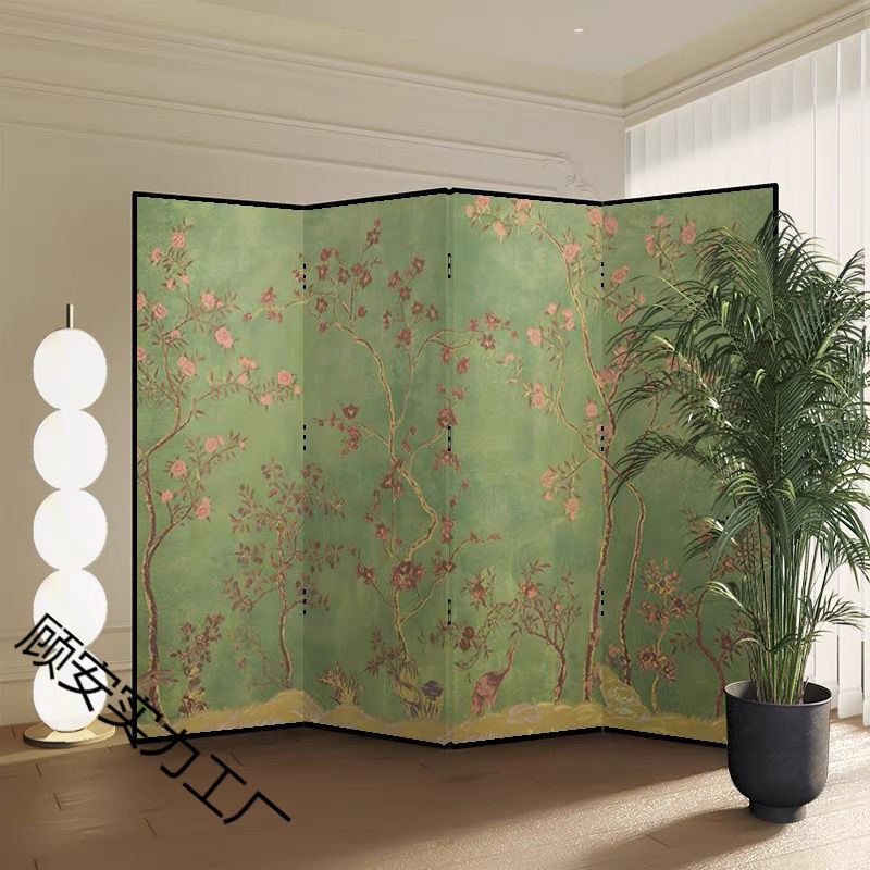 French-Style Floral Screen Partition Sofa Living Room Dining Room Folding Bedroom Foldable Decorative Mobile Folding Screen Partition