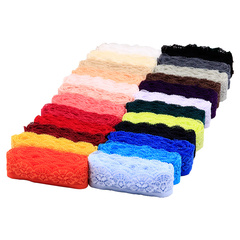 Colorful stretch lace trim accessories for handmade DIY fabric clothing—decorative narrow black-and-white material for skirt hems and edges