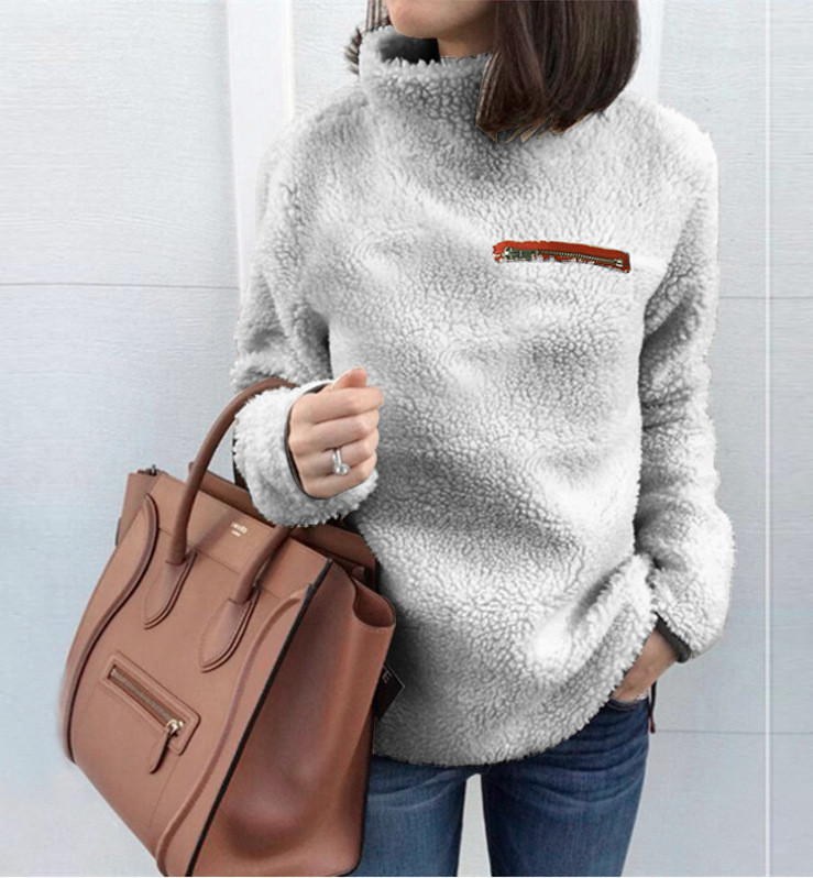 Damen Hochabschließender Pullover Mit Reißverschluss Für Herbst_voghion.com