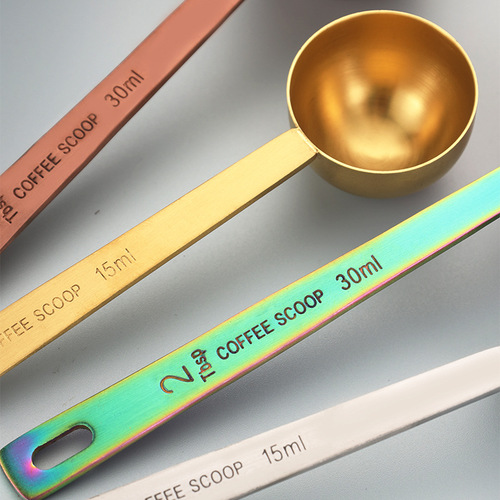 304 stainless steel milk powder spoon with scale long handle spoon 15ML30ML measuring spoon roasting tool coffee bean measuring spoon