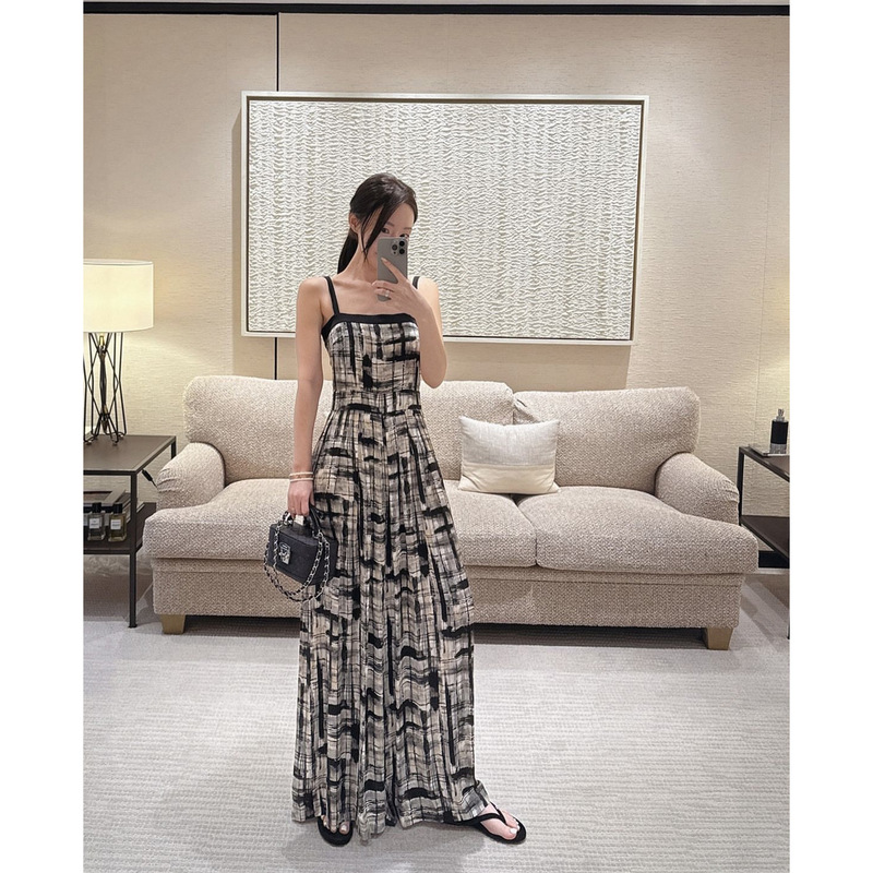 2026 Summer New Korean Style Black Satin and Ink-Silk Tencel Suspender Skirt Pants/Dress Dual Version for Women