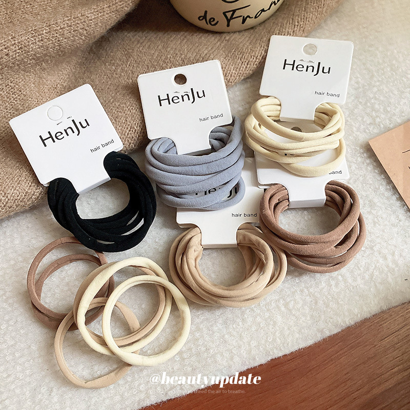 Color mezclado tejido elástico banda de pelo 6-piece set nicho de moda durable cuerda de pelo simple todo-Partido alta Cola de Caballo banda de goma al por mayor