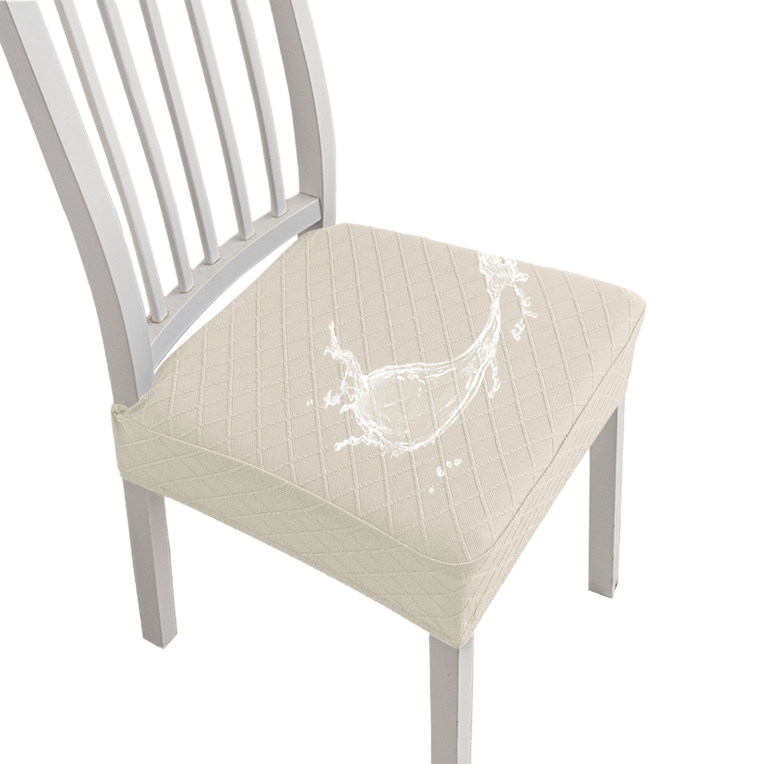 Funda de cojín para silla de comedor sin respaldo, impermeable, con tapa abatible, para uso en hoteles y hogares, jacquard elástico, impermeable