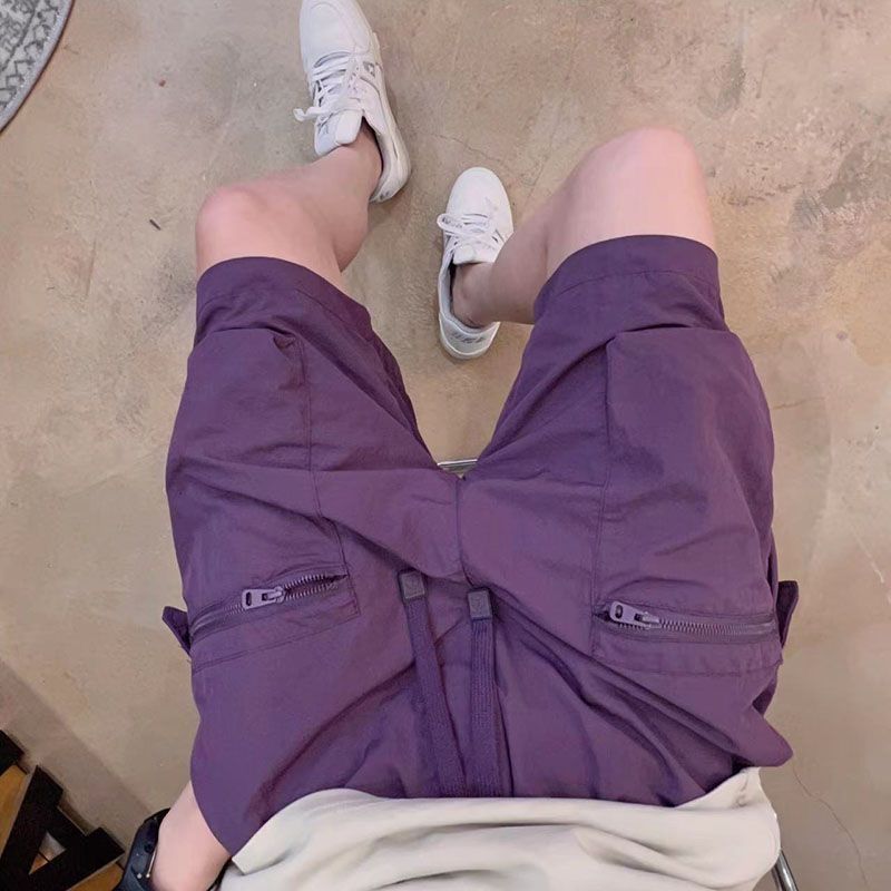 2025 Summer New Fashion Workwear Five-Point Pants Large Pocket Youth Trendy Fashion Men's Casual Quick-Dry Shorts