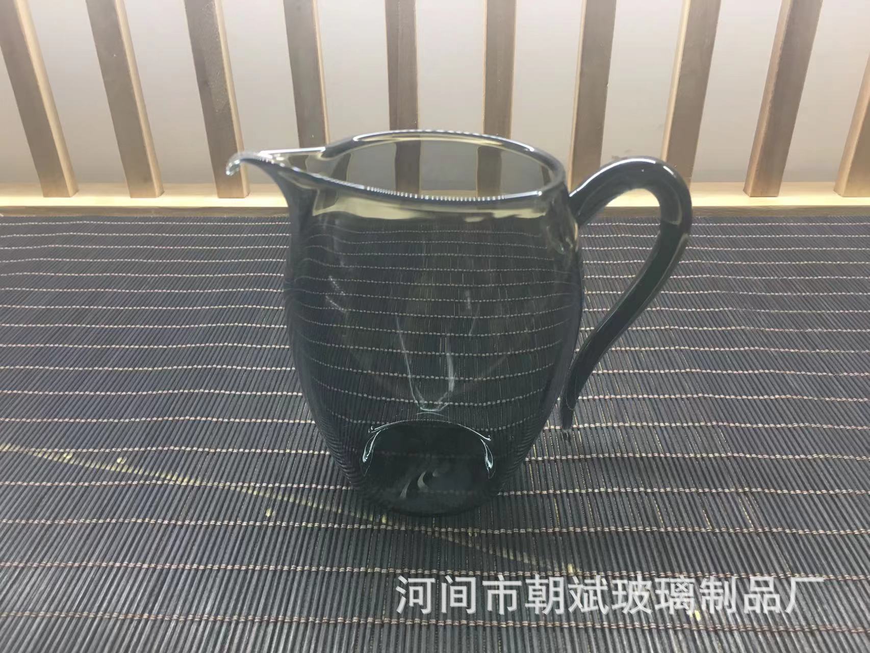 新款功夫茶具玻璃帶把分茶器大號家用日式公杯灰公道杯玲瓏公杯