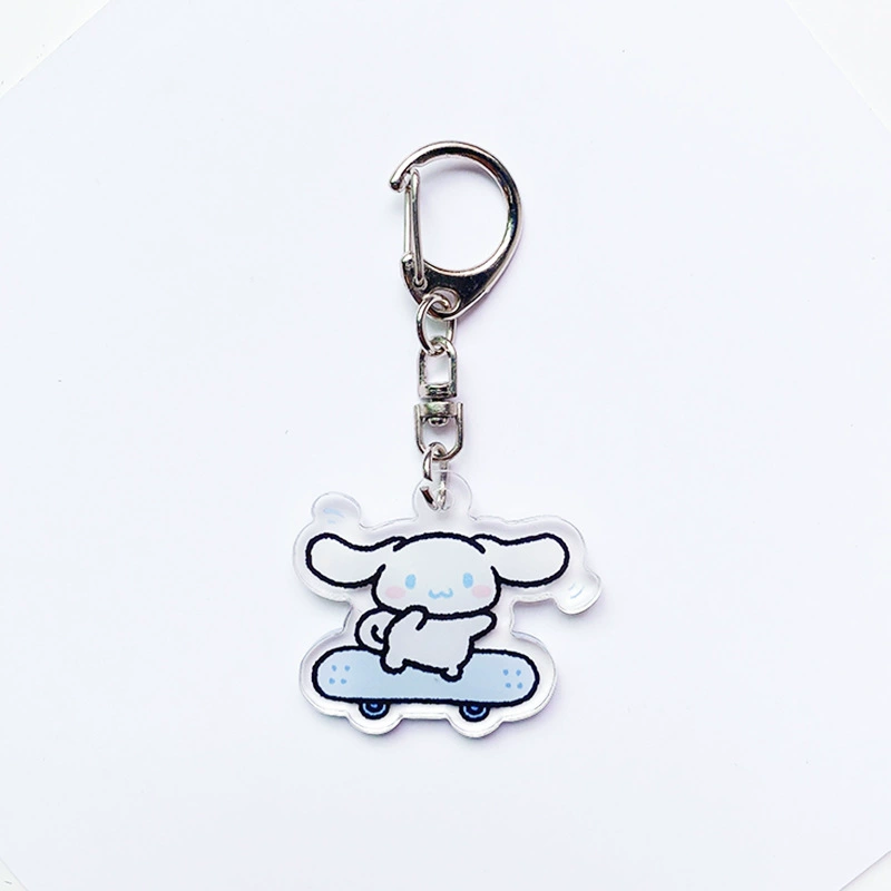 Акриловый брелок Sanrio с скейтбордом — милые персонажи, подарок на день рождения