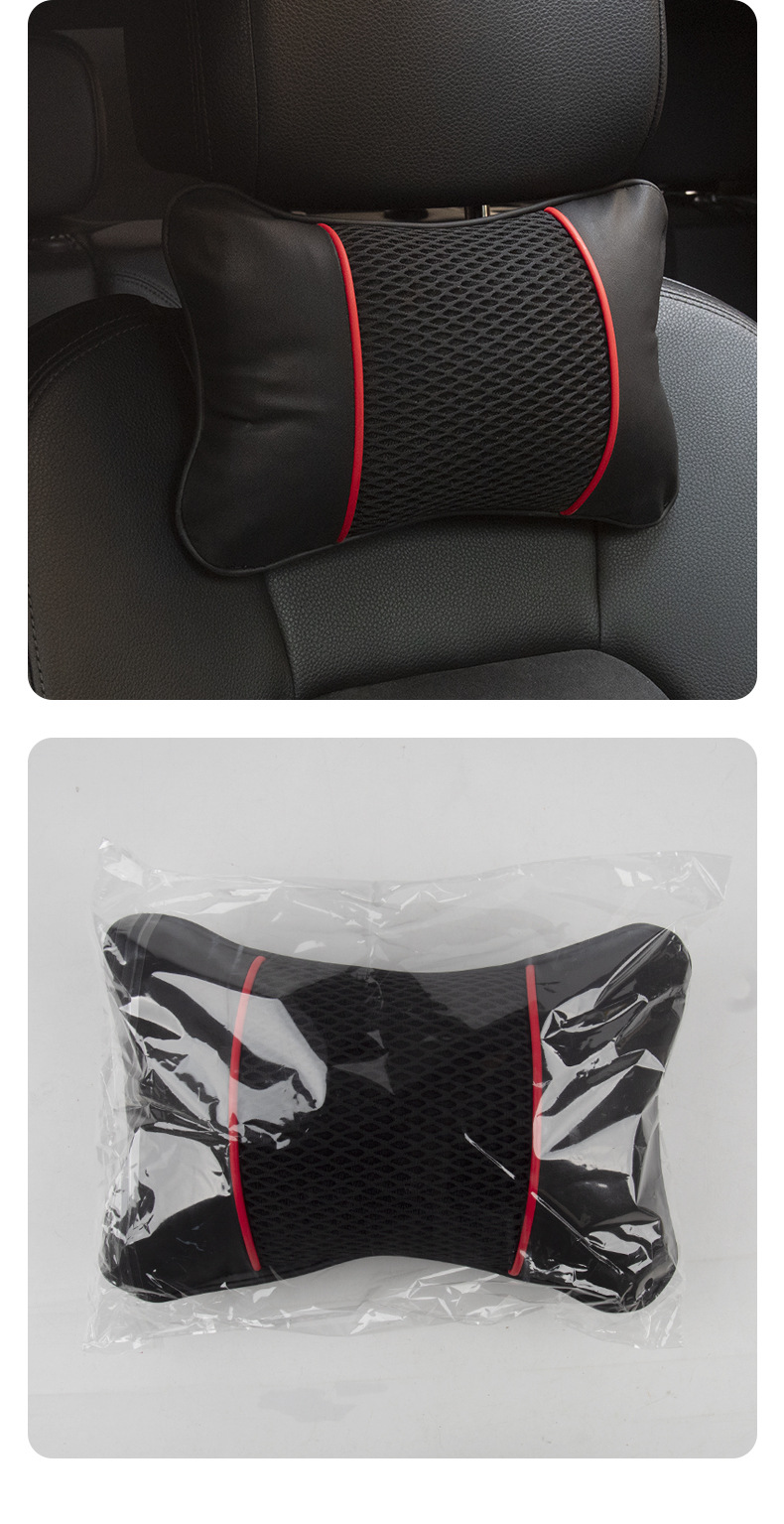 Car Headrest Mesh Breathable Car Interior Seat Cushion Universal for All Seasons Pu Leather Comfortable Car Neck Pillow