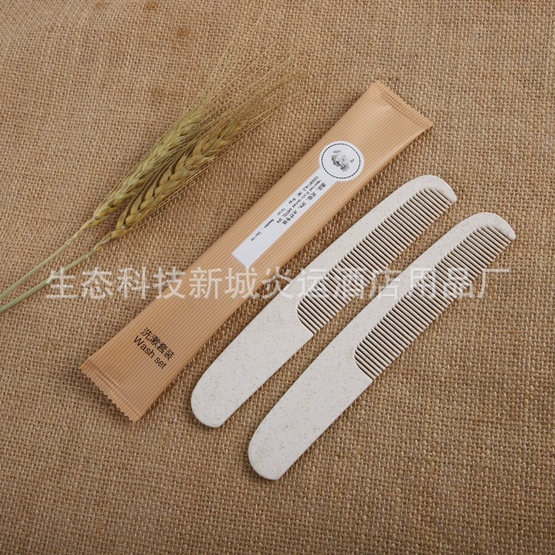 Гостиничные туалетные принадлежности одноразовая соломенная расческа пластиковая длинная ручка мягкая толстая пленка гребень для волос оптом