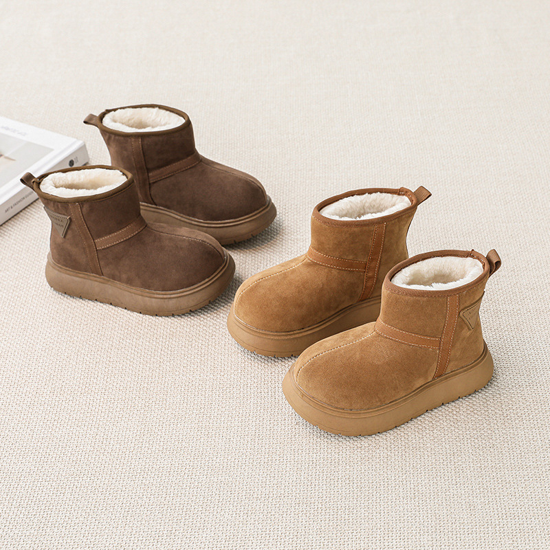 Girls' Snow Boots 2025 Winter New Thickeneded Kidsren's Snow Cotton Genuine Leather Warm Boys' Cotton Shoes Fashion Cotton Boots