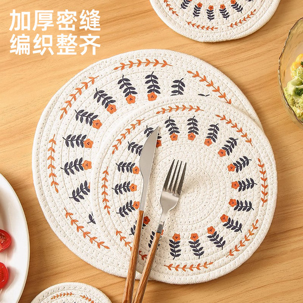 Ins Korean retro printed cotton coaster thickened non-slip…