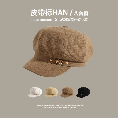 Octagonal hat spring and summer women's Japanese retro all-match painter's hat outdoor face-showing small fashion student beret Korean version trendy