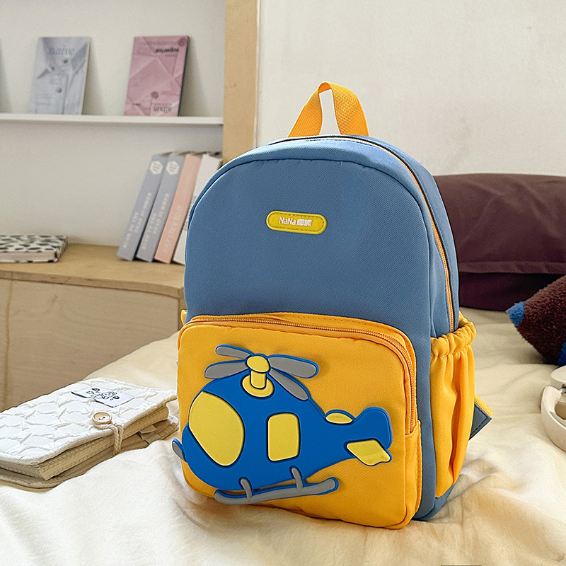 Jardín de infantes bolsas escolares de dibujos animados lindos helicópteros mochila para niños y niñas mochila pequeña de gran capacidad para niños