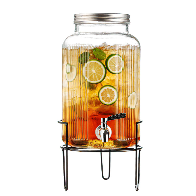 Jarra de vidrio para el hogar de gran capacidad al por mayor, moderna jarra para agua fría, recipiente para bebidas, jarra para jugo con grifo