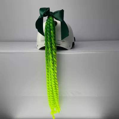 Helmet Bow Spring Braid Suction Motosiklet dəbilqələri - green-bow-dark-green-gradient-light-green