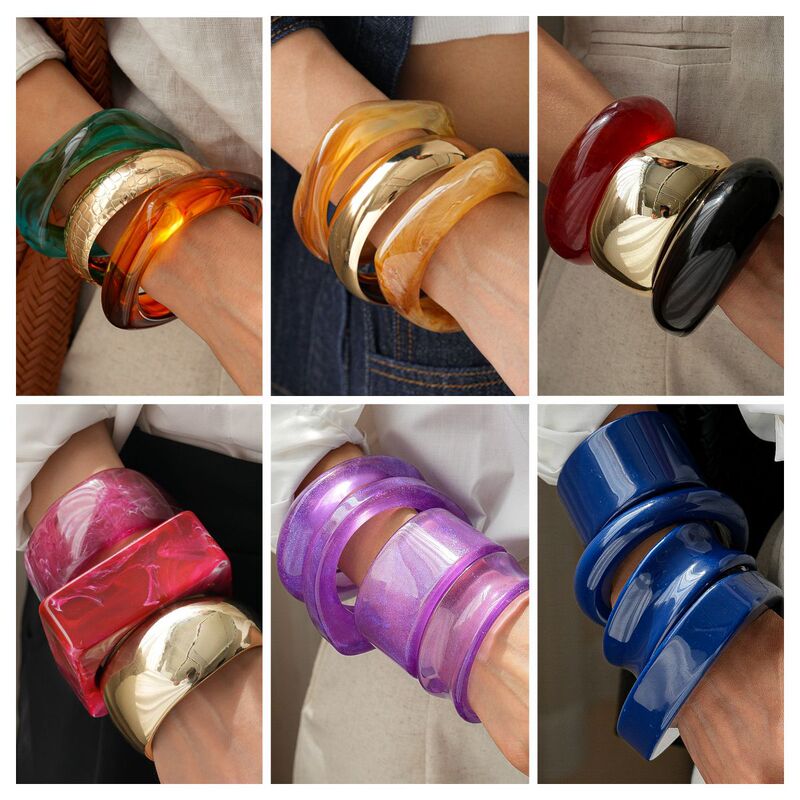 European and American Cross-Border Irregular Blue Resin Bracelet, Light Luxury, High-End Feel, Fashionable, Unique, Niche, Exaggerated Jewelry