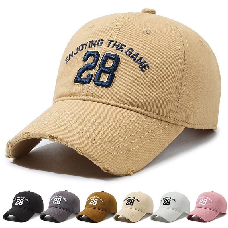 Washed Baseball Men's and Women's Embroidered Letter Outdoor Leisure Broken Edge Soft Top Duck Tongue Showcase Face_voghion.com