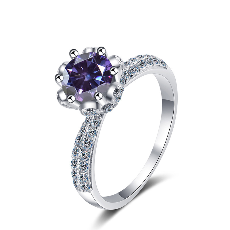 Transfronterizo para 2022 nuevo anillo de plata esterlina s925 de 1 quilate para mujeres, anillo de piedra de moissanita, ventas calientes