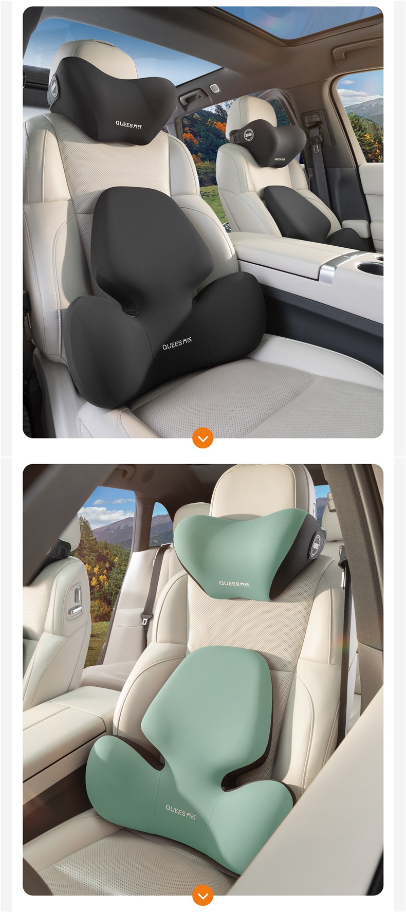 Joe's Car Lumbar Support Cushion, Car Seat Lumbar Pad, Backrest Cushion, Car Headrest, Neck Pillow