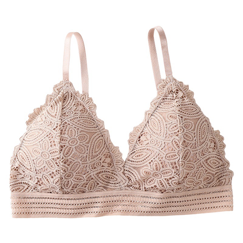 Triángulo francés taza sujetador de las mujeres otoño sexy encaje belleza espalda inalámbrico ropa interior de las mujeres en stock al por mayor image 1