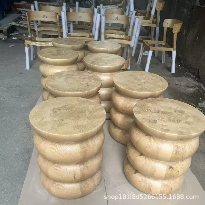 推出大尺寸白蜡木全实木配茶台木凳子原木纹色