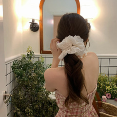 時髦精手工製作蕾絲扎馬尾發圈高彈力扎頭髮皮筋公主頭髮飾女夏季