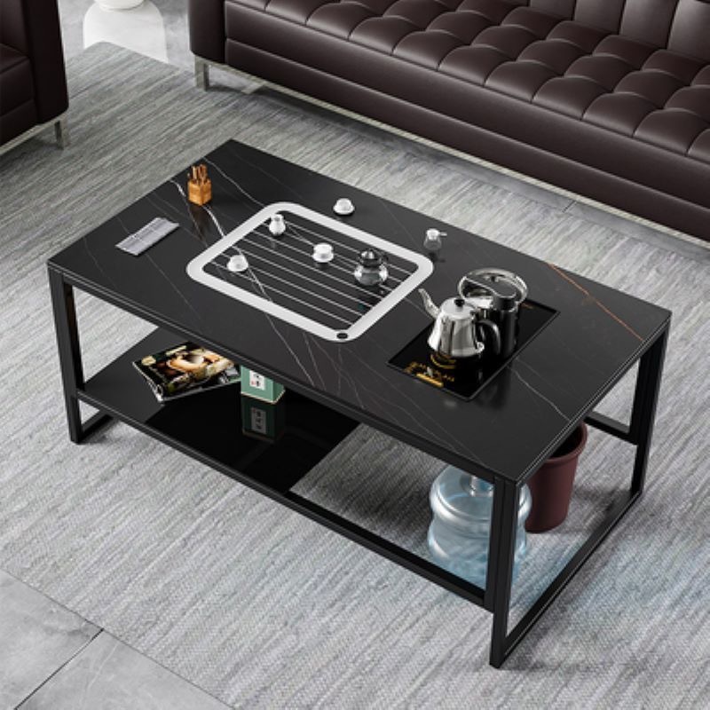 Mesa de té de piedra de fuego tabla de roca kung fu mesa de té de oficina sala de recepción comercial moderna combinación de mesa de té de piedra volcánica de hierro forjado