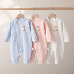 【無骨】舒絨純棉嬰兒連體衣春秋新生兒哈衣爬服男女寶寶打底安陽