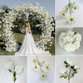 白色系婚礼布置路引花花艺插花酒店客厅假花摆件厂家批发仿真花