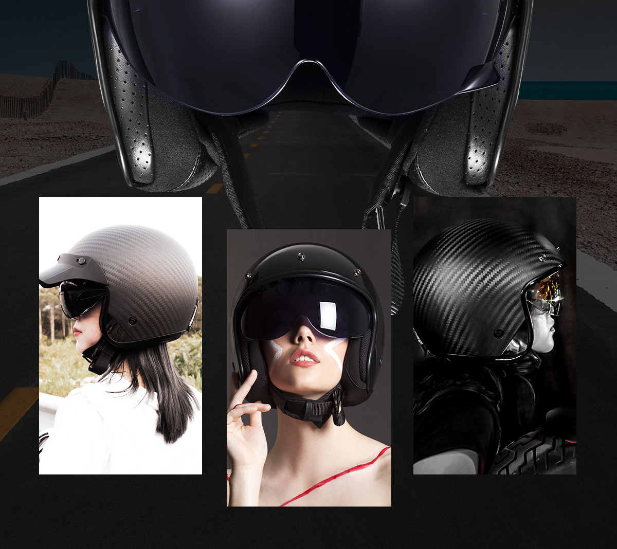 Harley Retro Motorcycle Helmet 6K Carbon Fiber Half Helmet