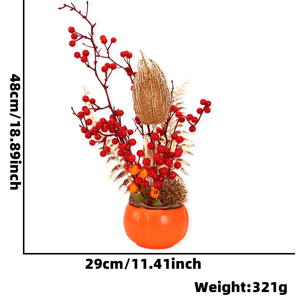 Flores de barril de bendición pequeñas macetas de mudanzas abiertas decoración de recepción de sala de estar, decoración de frutas ricas, maceta festiva